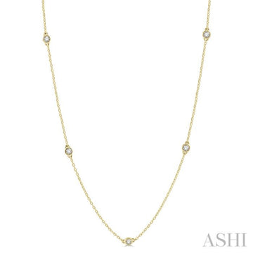 1/3 Ctw Round Cut Diamond Station Necklace in 14K Yellow Gold
